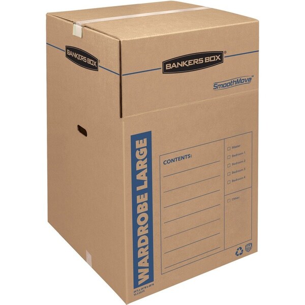 Smoothmove 24 in x 24 in x 40 in Moving Box, Kraft, Blue Printing, Kraft Corrugated Board, Single Wall, 32 ECT 7711001 - main