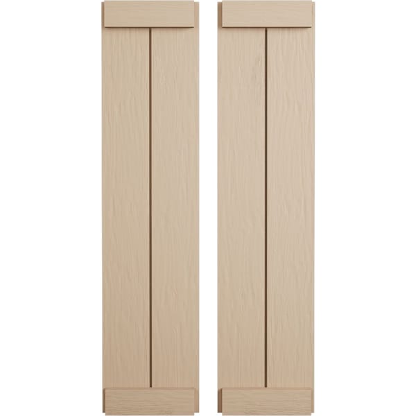 Ekena Millwork Rustic Two Board Joined Board-n-Batten Rough Sawn Faux Wood Shutters w/End Batten, 11W x 62H, PR SHUBJE11X62RSPR - main