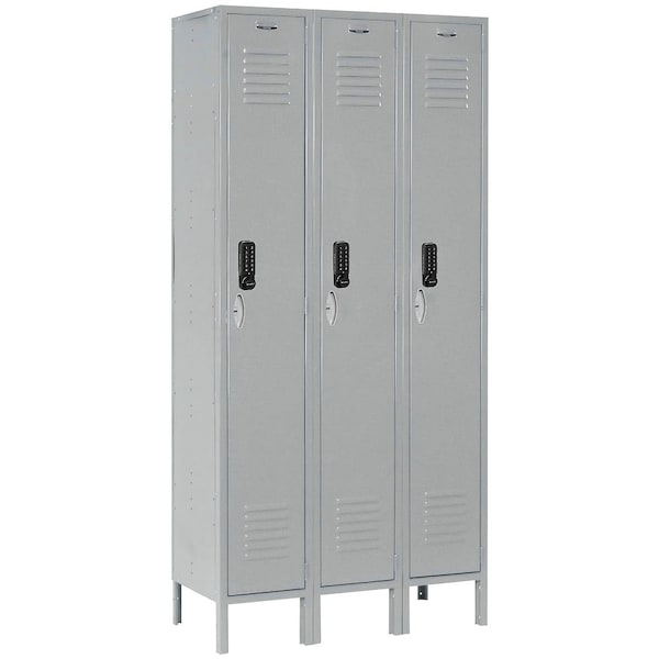 Global Industrial 1-Tier 3 Door Digital Locker, 36"W x 15"D x 78"H, Gray, Assembled 290797 - main