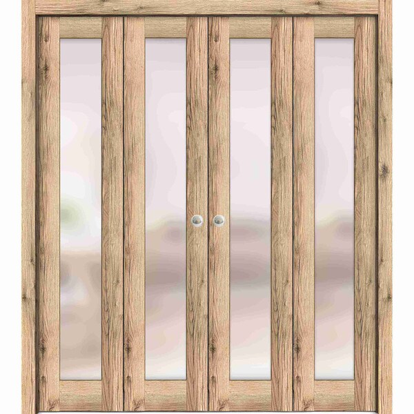 Sartodoors Sliding Closet Double Bi-fold Doors Planum 2102 Oak Solid Core Modern Interior PLANUM2102DBF-DUB-72 x 80 (4* 18x80) - main