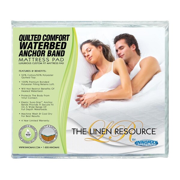 Innomax Quilted Comfort Waterbed Anchor Band Custom Fit Protection Mattress Pad, Super Single IN304048 - main