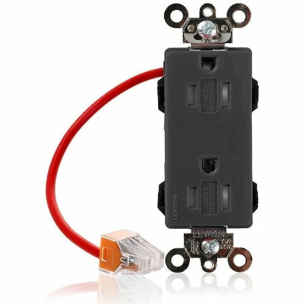 Leviton Straight Blade Receptacle, 5-15R, 15 A, 125V AC, Surface Mount, Self-Grounded MT162-SCE - main