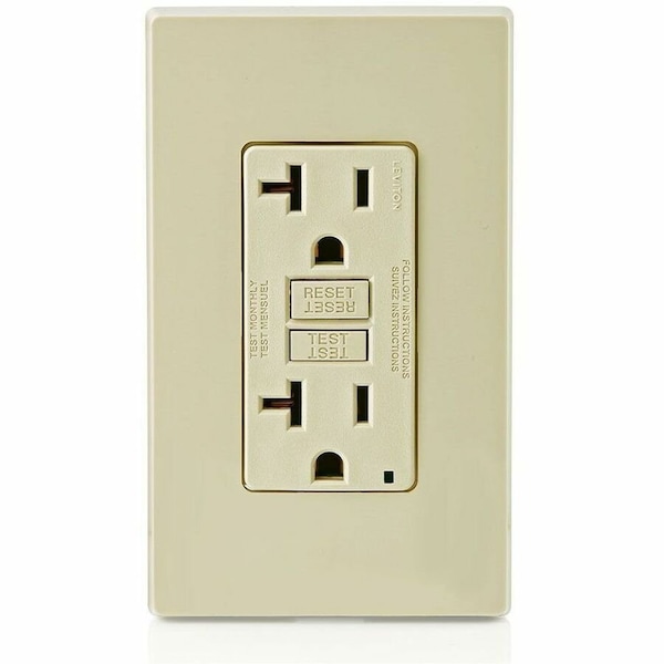 Leviton GFIRcptcl, 20A, 125VAC, Ivory, Polycarbonate GFNT2-I - main