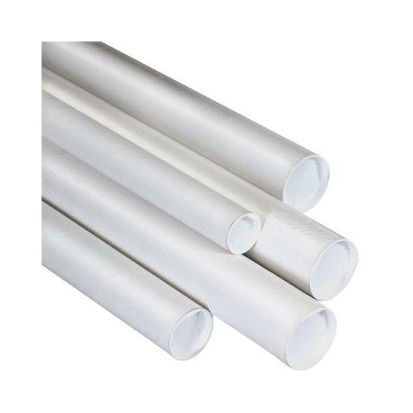 Partners Brand Mailing Tubes with Caps, 3" x 20", White, PK24 P3020W - main
