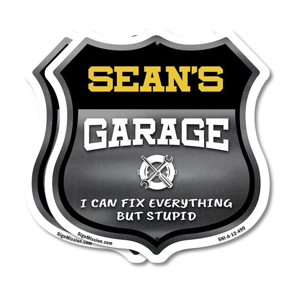 Signmission Sean's Garage I Can Fix Everything But Stupid, 12 inch X 12 inch, Aluminum Metal Sign, 2PK SHI-A-2PACK-12-490-SEAN - main