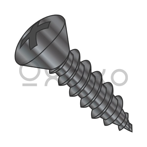 Oxoxo 8-15X1 1/2 Phillips Oval Self Tapping Screw Type A Fully Threaded Black Oxide and Oil, 4000PK 597215 - main