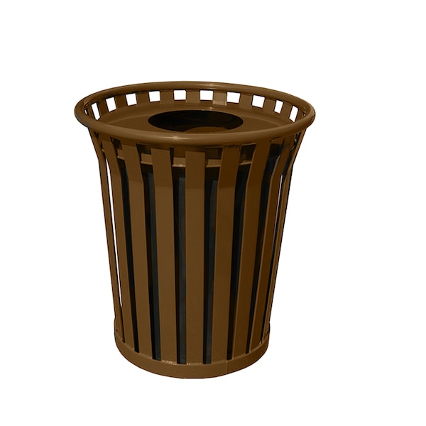 Witt Industries Heavy Duty Brown Outdoor Slatted Metal Receptacle with Flat Top WC3600-FT-BN - main