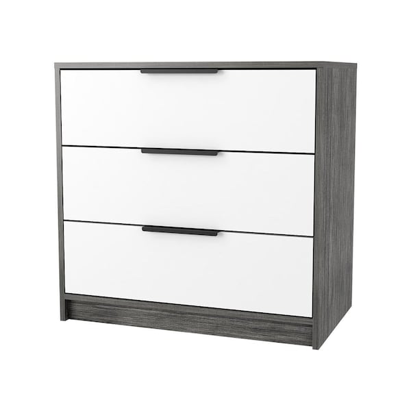 Homeroots 28" White and Gray Three Drawer Dresser 534959 - main