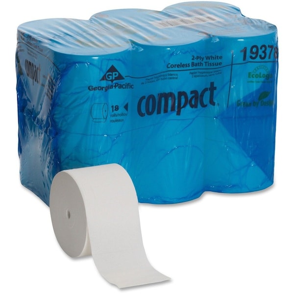 Georgia-Pacific Compact, Coreless, 2 Ply, 1500 Sheets, White, 18 PK 19378 - main