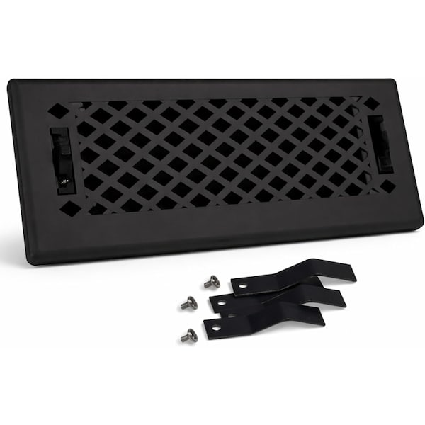 Sierra Grates 4 in. H X 14 in. W Powder Coat Steel, Textured Black Floor Register LAT414-BLK - main