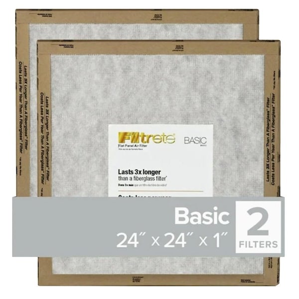 Filtrete Air Filter, 24 in L, 24 in W, 2 MERV, For: Air Conditioner, Furnace and HVAC System FPL12-2PK-24 - main