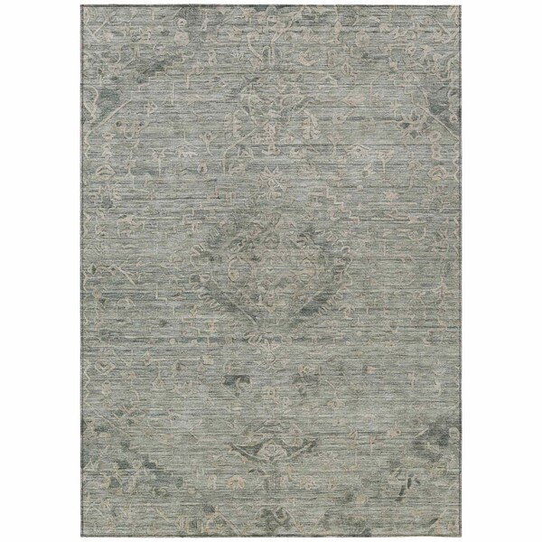 Homeroots 3' X 5' Sage And Beige Floral Washable Indoor Outdoor Area Rug 604246 - main