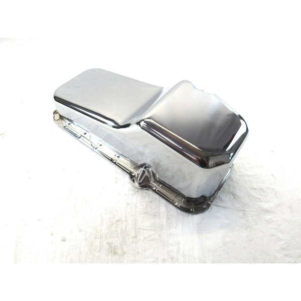 Absurdo Steel Stock Oil Pan with Passenger Side Dipstick for 1980-1985 SB Chevy 283-350 V8, Chrome AB2205366 - main