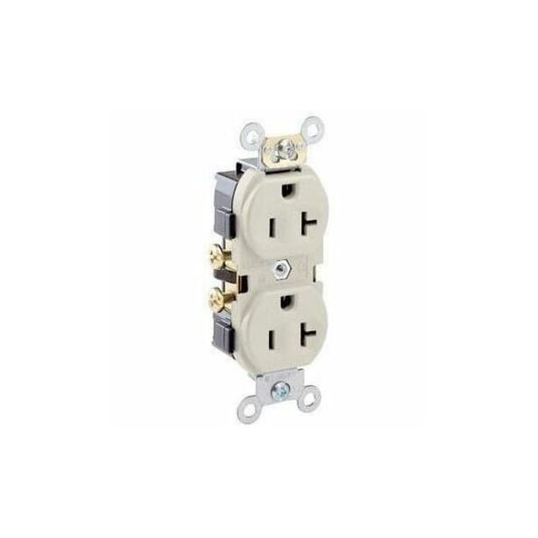 Leviton Straight Blade Receptacle, 5-20R, 20 A, 125V AC, 2 Pole, 3 Wire, Flush Mount, Self-Grounded CR20-T - main