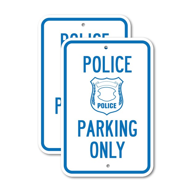 Signmission Police Parking Only with Symbol, 12'' X 18'' 2 Signs, Heavy Gauge Aluminum, 2PK A-1218-2PACK-2869 - main