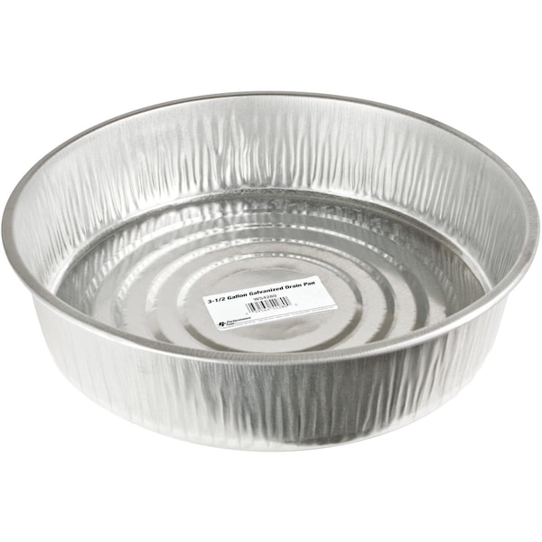 Performance Tool 3-1/2 gal. Drain Pan, Galvanized Steel, 16 in. Diameter, Spill Prevention W54280 - main