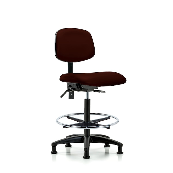 Blue Ridge Ergonomics High Bench Chair Desk Chair, Fabric, RT Glides, Nav, No Arms, 26" to 35" Height, Vinyl, Burgundy BR-VHBCH-RG-T0-A0-CF-RG-8569 - main