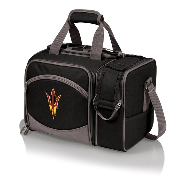 Picnic Time Family Of Brands NCAA Arizona State Sun Devils Malibu Cooler Picnic BasketBlack with Gray Accents 508-23-175-024-0 - main