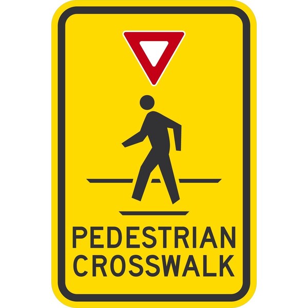 Lyle Pedestrian Crosswalk (w/Yield & Ped Xing Sym), 12x18, High Intensity Prismatic, Yellow G-4152-HI_12x18 - main