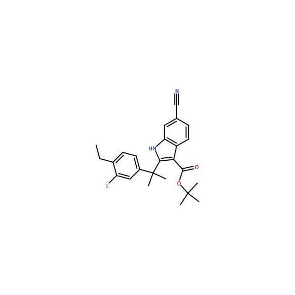Ak Scientific tert-Butyl 6-cyano-2-(2-(4-ethyl-3-iodophenyl)propan-2-yl)-1H-indole-3-carboxylate (25g), CAS 12565 4114AH-25g - main