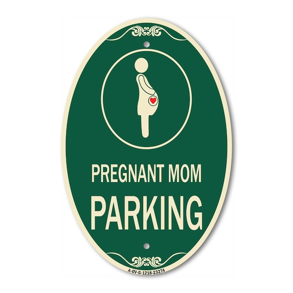 Signmission Pregnant Mom Parking With Graphic, 12 Inch X 18 Inch Architectural Oval, Heavy Gauge Aluminum A-OV-G-1218-23274 - main