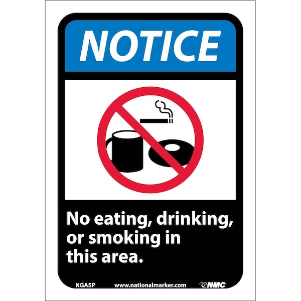 Nmc Notice No Eating Drinking Or Smoking In This Area Sign, NGA5P NGA5P - main