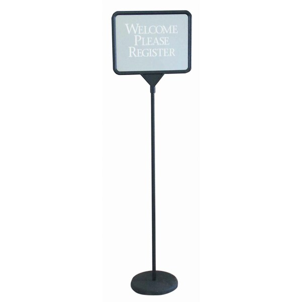 Aarco 15 in W, 54 in H, Aluminum Post/Weighted Base/Rubberized Floor Guards, Black PFS1114 - main