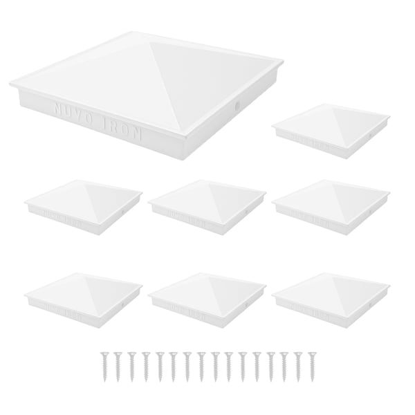 Nuvo Iron 6-in x 6-in Nominal & Undressed Aluminum Ornamental Pyramid White Post Cap, 8PK PCP14LN-WEC-IP8 - main