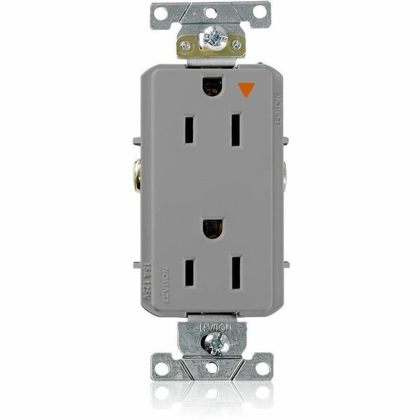 Leviton Duplex Receptacle Outlet, 15A, Gray, 125V 16262-GIG - main