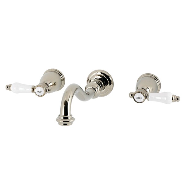 Kingston Brass Two-Handle Wall Mount Tub Faucet, Polished Nickel KS3026BPL - main