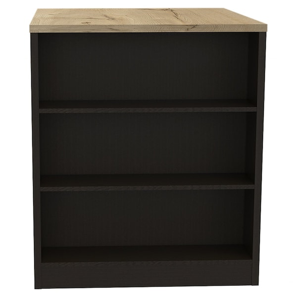 Homeroots 36in Natural and Black Wood Kitchen Island With Storage 477892 - main