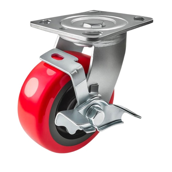 Hyw Products Heavy Duty Caster 5in Polyurethane on Plastic Wheel, Swivel with Brake 40-50S-A1-PU-TB - main
