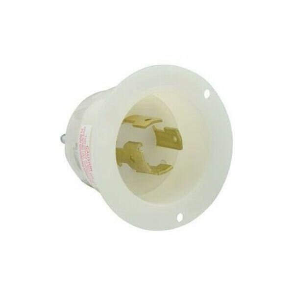 Leviton Flanged Locking Inlet, Non-NEMA, 30 A, 120/208V AC, Three Phase, 4 Pole, Screw Terminals, White 3434-C - main