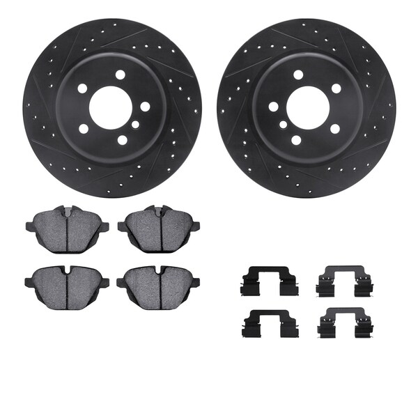 Dynamic Friction Co DFC Rotors-Drilled & Slotted-Black w/ EURO 5000 Ceramic Brake Pads Incl Hdw 8612-31089 - main