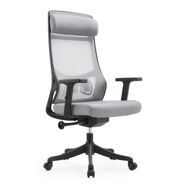 Leisuremod Dale Mesh Office Chair - Ergonomic Adjustable Desk Chair with Headrest & Armrests DO56LGR - main