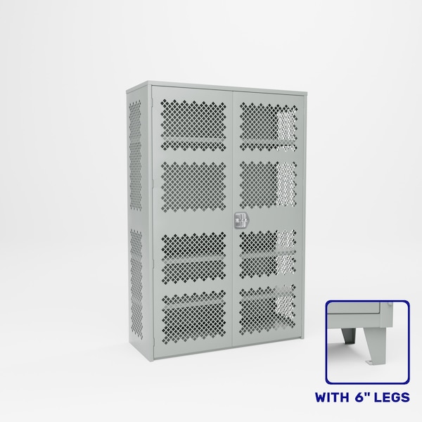 Pucel Heavy Duty Storage Cabinet with 6 in Legs, 48 in W x 78 in H x 19 in D, Perforated, Black HDSC-4872-19-4L-PERF - main