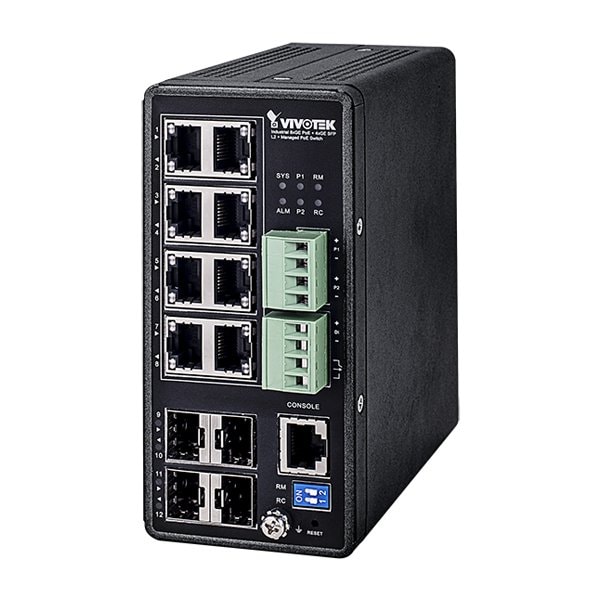 Vivotek Industrial VivoCam L2 Managed PoE Switch, 8xGE PoE + 4xGE SFP AW-IHT-1271 - main