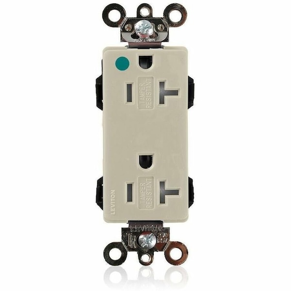 Leviton Hospital Grade Decora Receptacle, 20 Amp, 125 Volt MT163-HGI - main