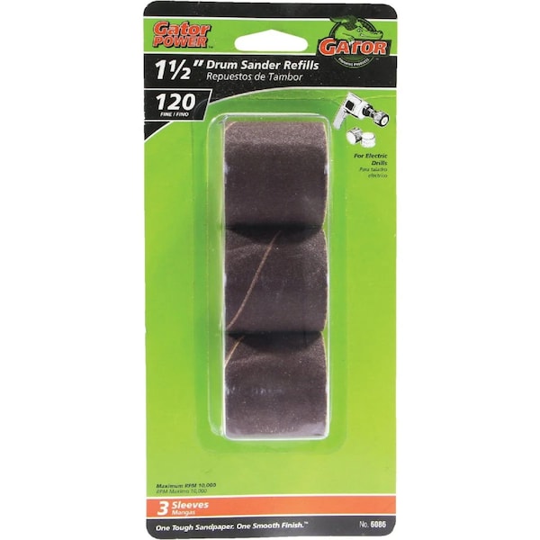 Gator Finishing Gator Power 1.5 x 1.5 in. Drum Sander Refills, 120 Grit, Fine, 3PK 6086 - main