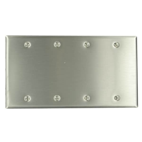 Leviton 4-Gang Blank Device Wallplate, Standard Size, Non-Magnetic Stainless Steel 84064-40 - main
