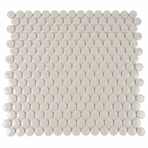Apollo Tile Cirkel 11.46 in. x 12.4 in. Glossy Gray Porcelain Mosaic Wall and Floor Tile 9.87 sqft/case, 10PK ORB8808GRGA - main