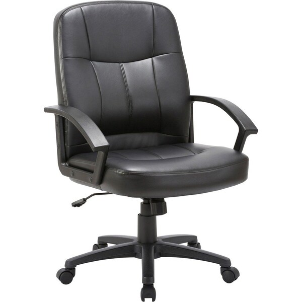 Lorell Managerial Chair Lorell Mid-Back Desk Chair, Open Loop Arms, 17-1/2" Height, Leather, Black LLR60121 - main