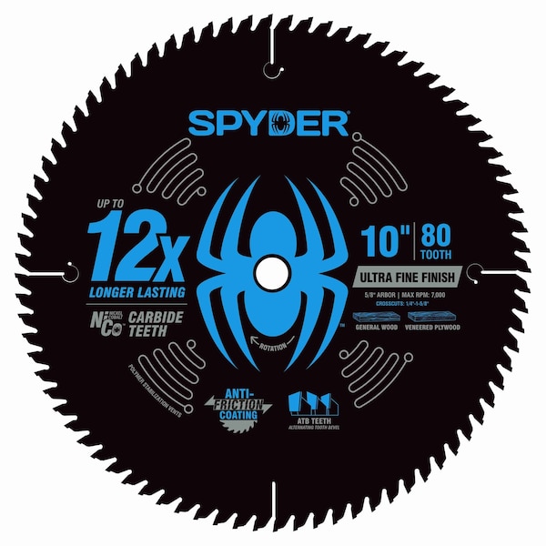 Spyder 10in 80T Ultra Fine Finish Blade - Clam Shell 13026 - main