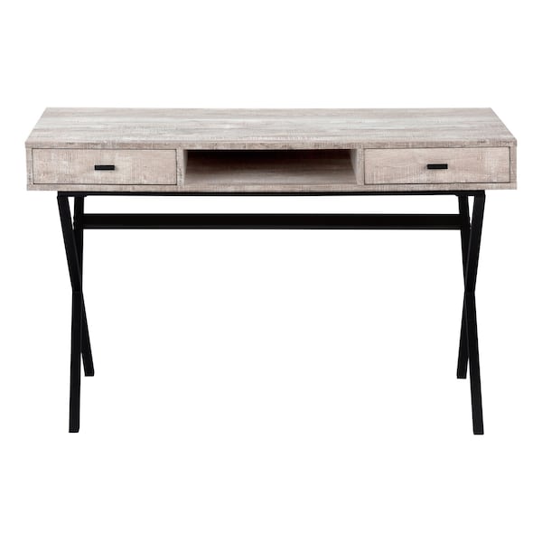 Homeroots 47" Taupe and Black Computer Desk With Two Drawers 333546 - main