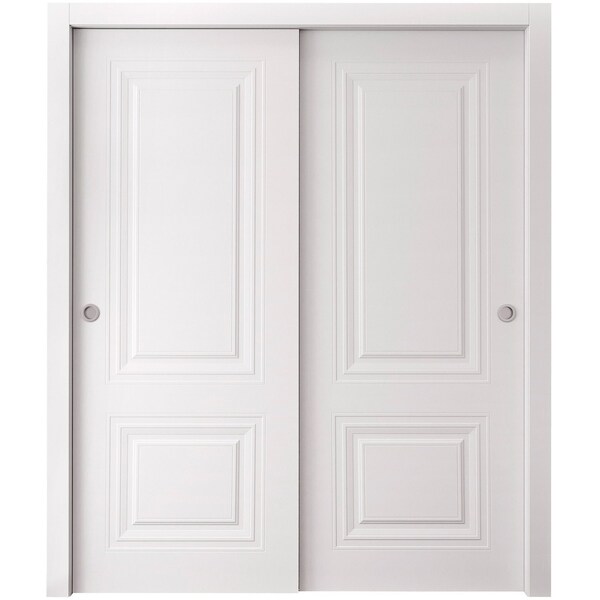 Sartodoors Sliding Closet Bypass Doors 36 x 80 inches, BASIC 9772 White, Rails Hardware Set, Wood Solid Bedr BASIC9772DBD-SKIN-36 - main