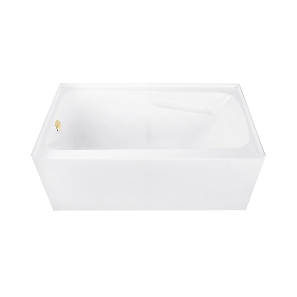 Kingston Brass 54" Acrylic Rectangular 3-Wall Alcove Tub Combo w/ Armrests in Glossy White/Polished Brass CVTAP543023L2 - main