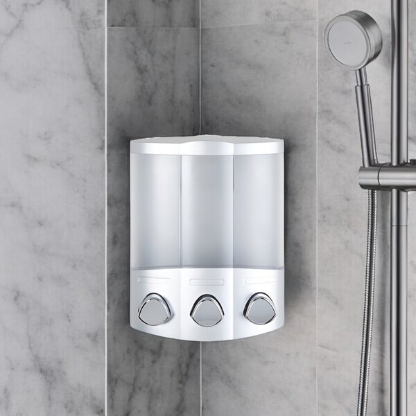 Homeroots Gray Heavy Duty Plastic Three Chamber Wall Mount Soap Dispenser 571497 - main