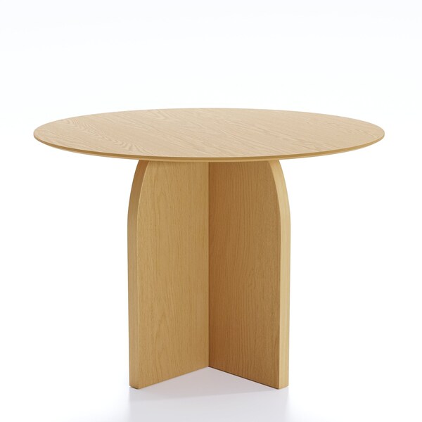 Homeroots 42" Beige Solid Wood Pedestal Base Round Top Dining Table 712165 - main