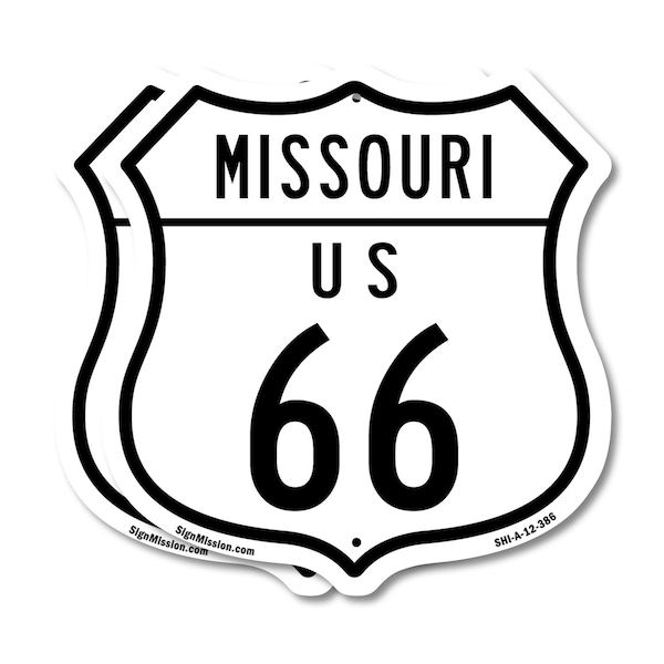 Signmission Missouri Route Marker Shield Sign Us 66, 12 inch X 12 inch, Aluminum Metal Sign, 2PK SHI-A-2PACK-12-386 - main