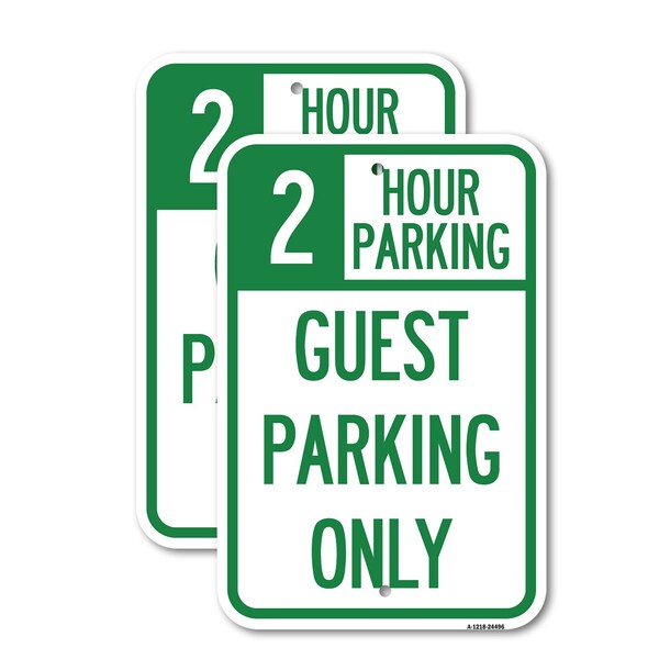 Signmission 2 Hour Parking Guest Parking Only, 18'' X 24'' 2 Signs, Heavy Gauge Aluminum, 2PK A-1824-2PACK-24496 - main